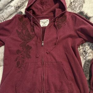 Sonoma Maroon Hoodie with Floral Embroidery